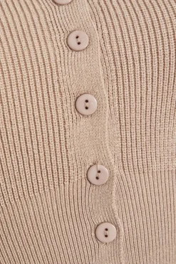 Quiz Knitted Cardigan Stone Discount