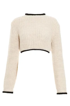 Quiz Knitted Crop Jumper Stone Sale