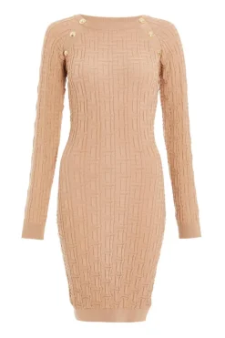 Quiz Stone Knitted Jacquard Mini Dress Clearance