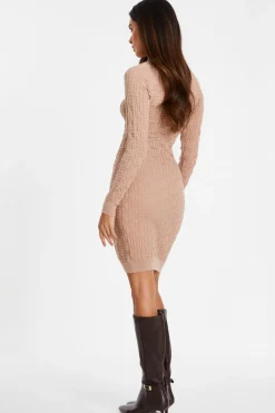 Quiz Stone Knitted Jacquard Mini Dress Clearance