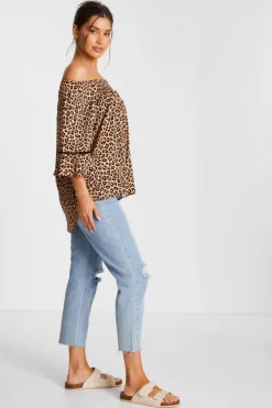 Quiz Stone Leopard Print Bardot Top Best