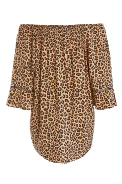 Quiz Stone Leopard Print Bardot Top Best
