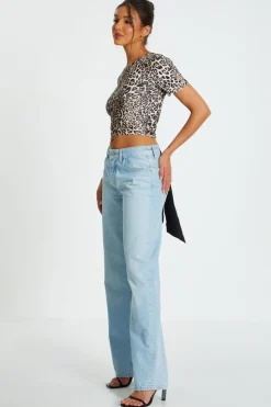 Quiz Stone Leopard Print Cropped T-shirt Online