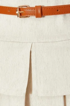 Quiz Stone Linen Pleated Skirt Best