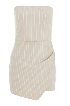 Quiz Stone Pinstripe Bandeau Skort Playsuit Clearance