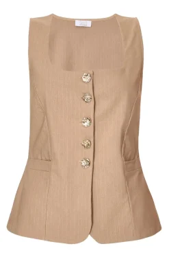 Quiz Stone Pinstripe Button Front Waistcoat