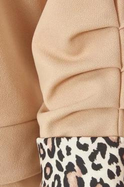 Quiz Printed Cuff Blazer Stone Hot