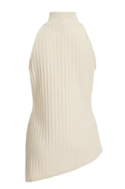 Quiz Stone Ribbed Asymmetric Top Hot