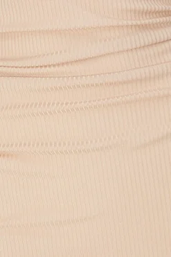 Quiz Ribbed Midaxi Dress Stone Clearance