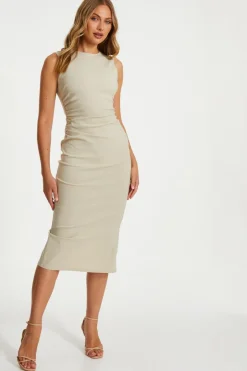 Quiz Stone Ruched Midi Dress Online