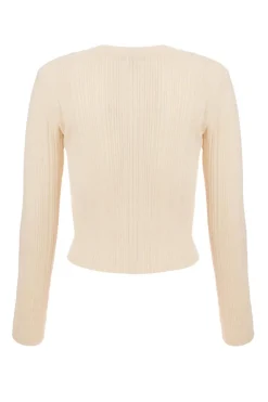 Quiz Scallop Trim Cardigan Stone Best