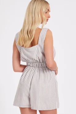 Quiz Stone Striped Playsuit Discount