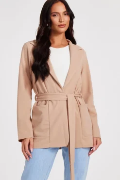Quiz Tie Waist Blazer Stone Hot