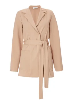Quiz Tie Waist Blazer Stone Hot