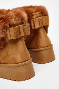 Quiz Faux Suede Ankle Boots Tan New