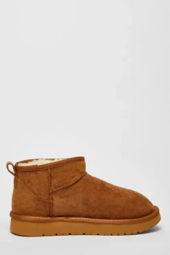 Quiz Faux Suede Diamante Ankle Boots Tan