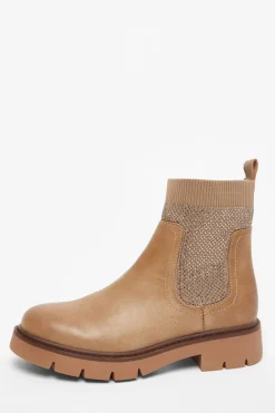 Quiz Taupe Embellished Chunky Ankle Boots Hot