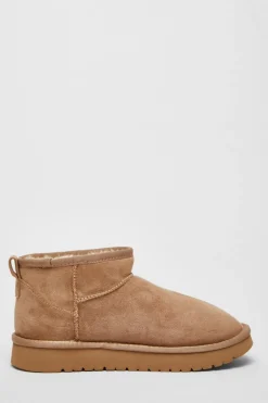 Quiz Faux Suede Diamante Ankle Boots Taupe Discount