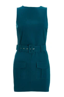 Quiz Teal Round Neck Skort Playsuit Online