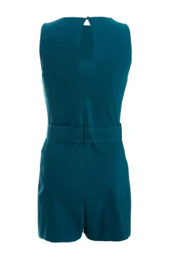Quiz Teal Round Neck Skort Playsuit Online