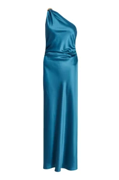 Quiz Teal Satin One Shoulder Midaxi Dress Hot