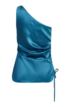 Quiz Teal Satin One Shoulder Top