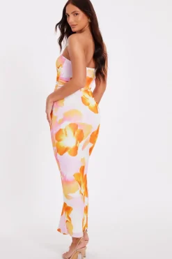 Quiz White Bandeau Floral Midaxi Dress Best