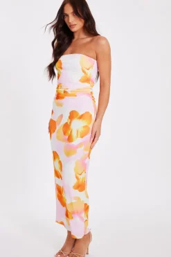 Quiz White Bandeau Floral Midaxi Dress Best