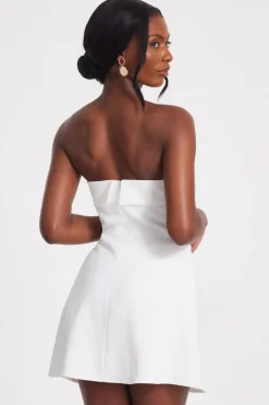 Quiz White Bandeau Mini Dress New