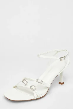 Quiz Buckle Strap Heels White Hot