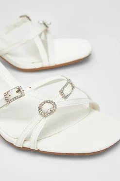 Quiz Buckle Strap Heels White Hot