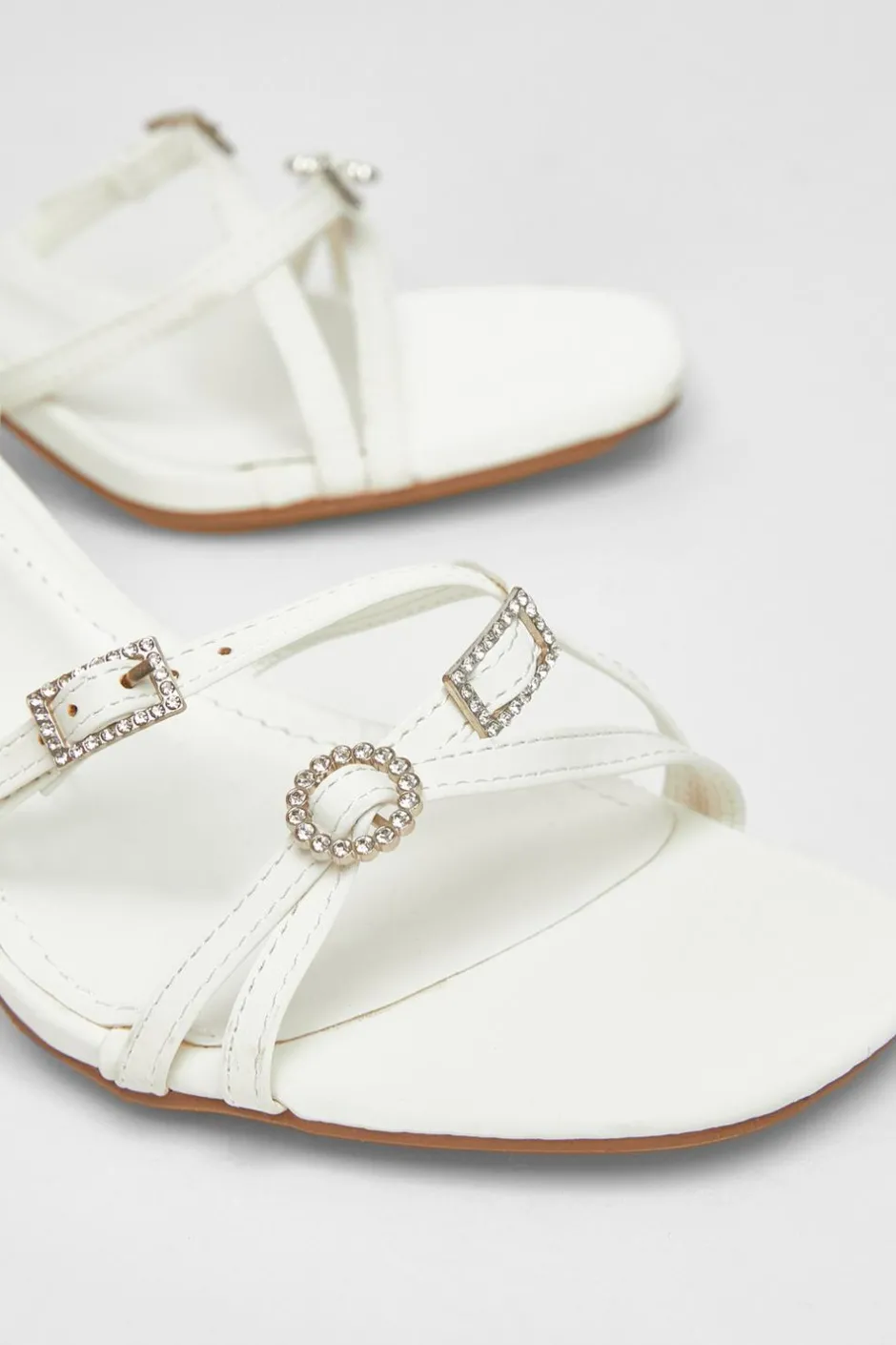 Quiz Buckle Strap Heels White Hot