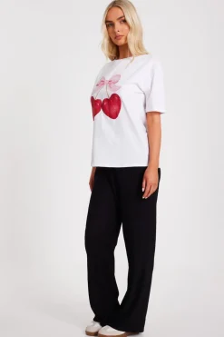 Quiz White Cherry Print Boxy Top Online
