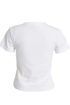 Quiz White Cherry Print Crop Top Hot