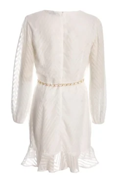 Quiz Chevron Skater Mini Dress White Sale