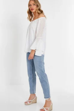 Quiz Chiffon Bardot Top White