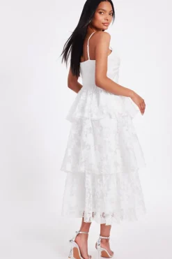 Quiz Chiffon Floral Midaxi Dress White Discount