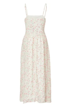 Quiz White Chiffon Floral Midi Dress Clearance