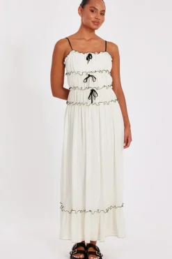 Quiz White Chiffon Strappy Midaxi Dress