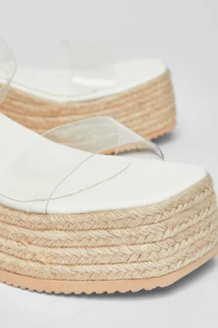 Quiz Clear Strap Wedges White