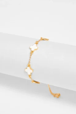 Quiz Clover Toggle Bracelet White Sale