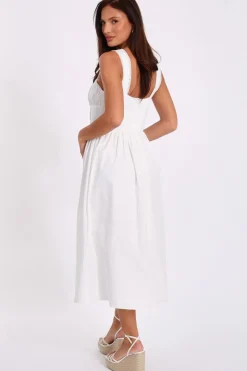 Quiz White Corset Detail Midi Dress Discount
