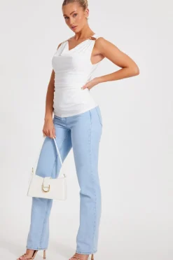 Quiz Cowl Neck Top White