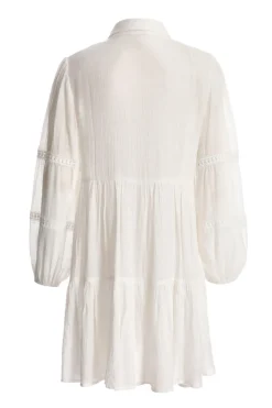 Quiz White Crochet Mini Shirt Dress Clearance
