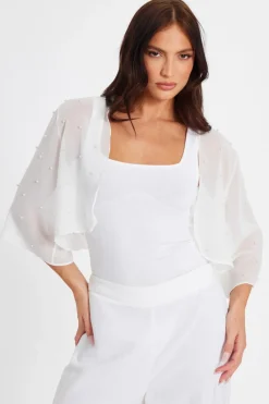 Quiz Crop Sleeve Cover Up White Clearance