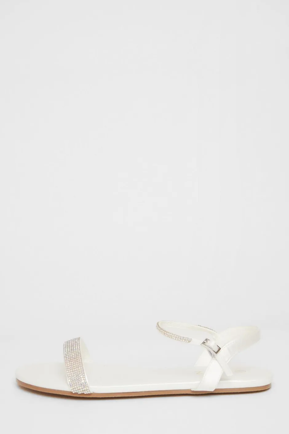 Quiz Diamante Flat Sandals White Sale