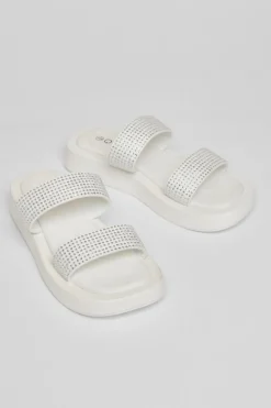 Quiz Diamante Flatform Sandals White Hot