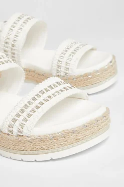 Quiz White Diamante Flatform Sandals Sale