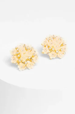 Quiz White Diamante Flower Earrings Online