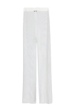 Quiz White Diamante Mesh Trousers Sale